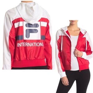 Fila Women’s S Sally Sail Windbreaker‎ Logo Hoodie Full Zip Performance Workout